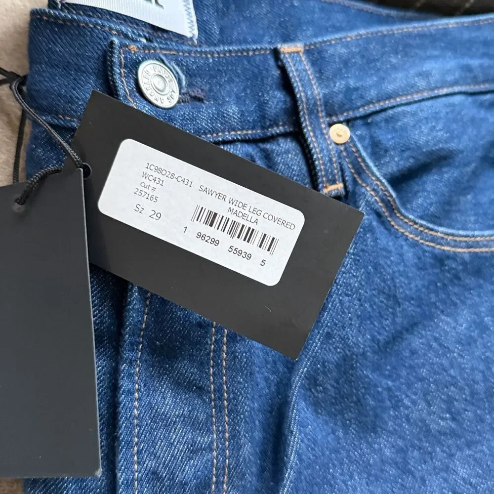 NWT PAIGE Sawyer Wide Leg 100% Cotton Jeans 29